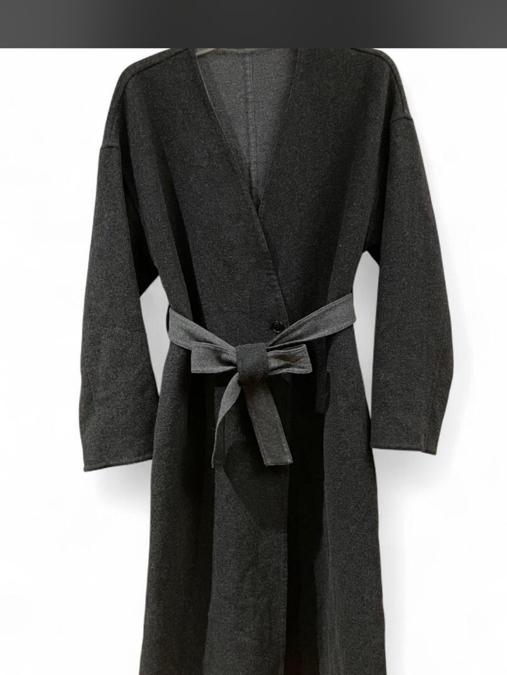 Uniqlo Women's Wool Blend Charcoal Gray Belted Coat